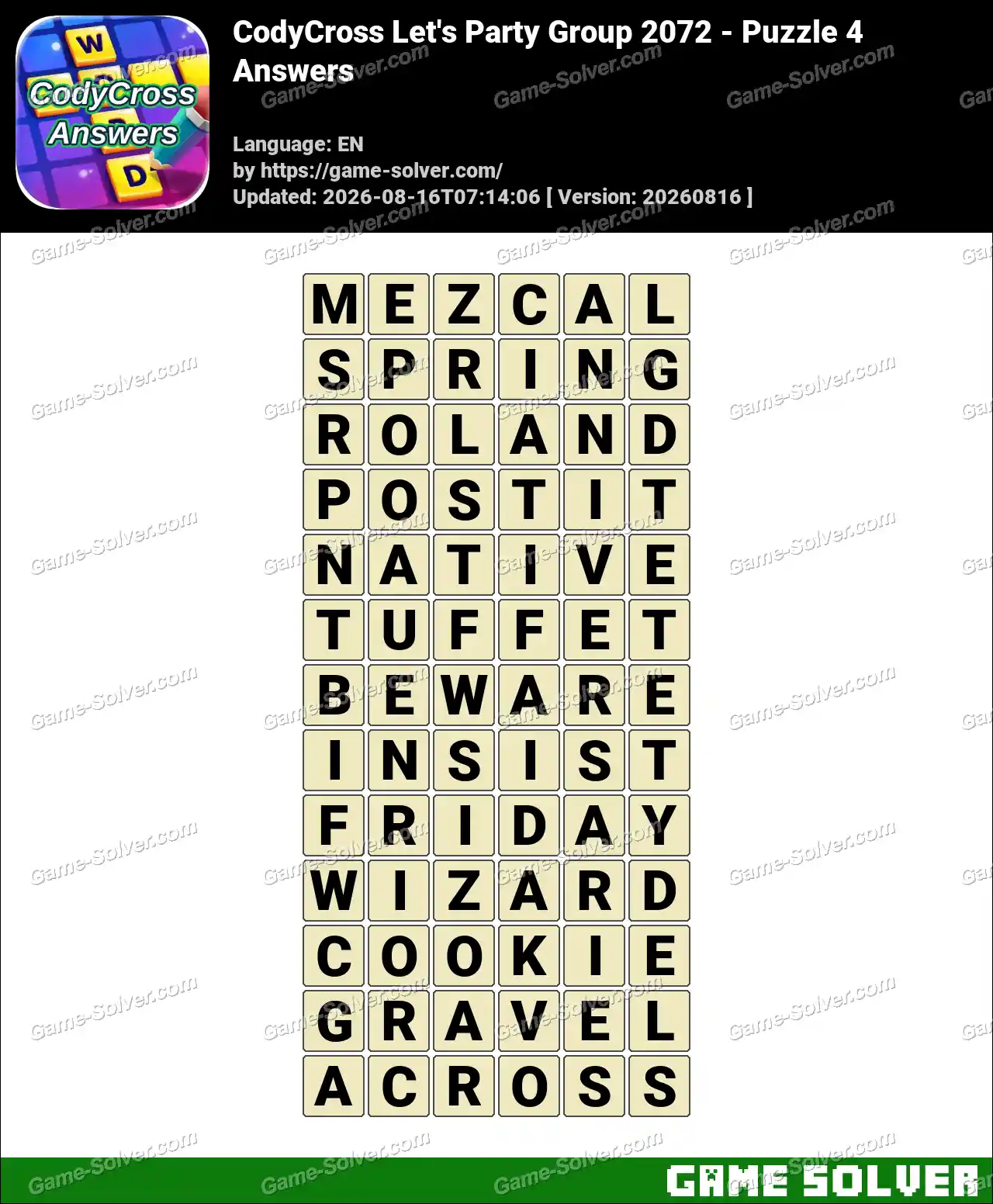 CodyCross Let’s Party Group 2072 – Puzzle 4 Answers